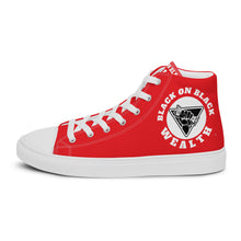 Load image into Gallery viewer, Men’s high top red black wealth canvas sneakers