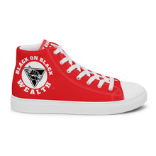 Load image into Gallery viewer, Men’s high top red black wealth canvas sneakers